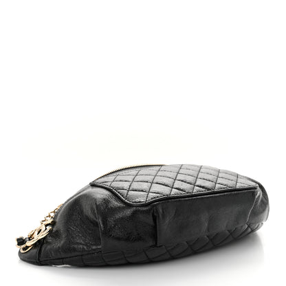 Chanel Crumpled Glazed Lambskin Quilted Waist Bag Fanny Pack Black 4 of 11