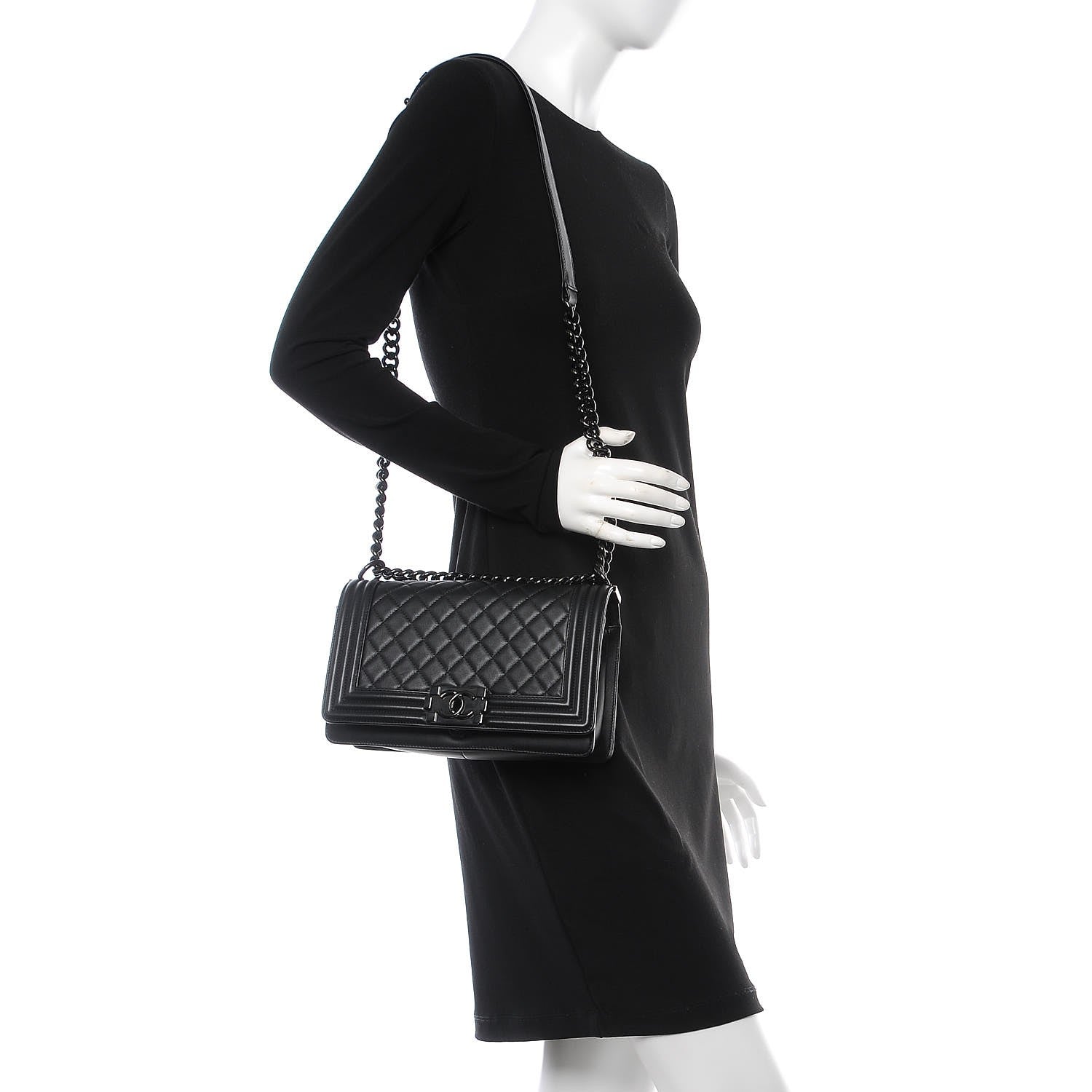 Chanel Calfskin Quilted Medium Boy Flap So Black 2 of 8