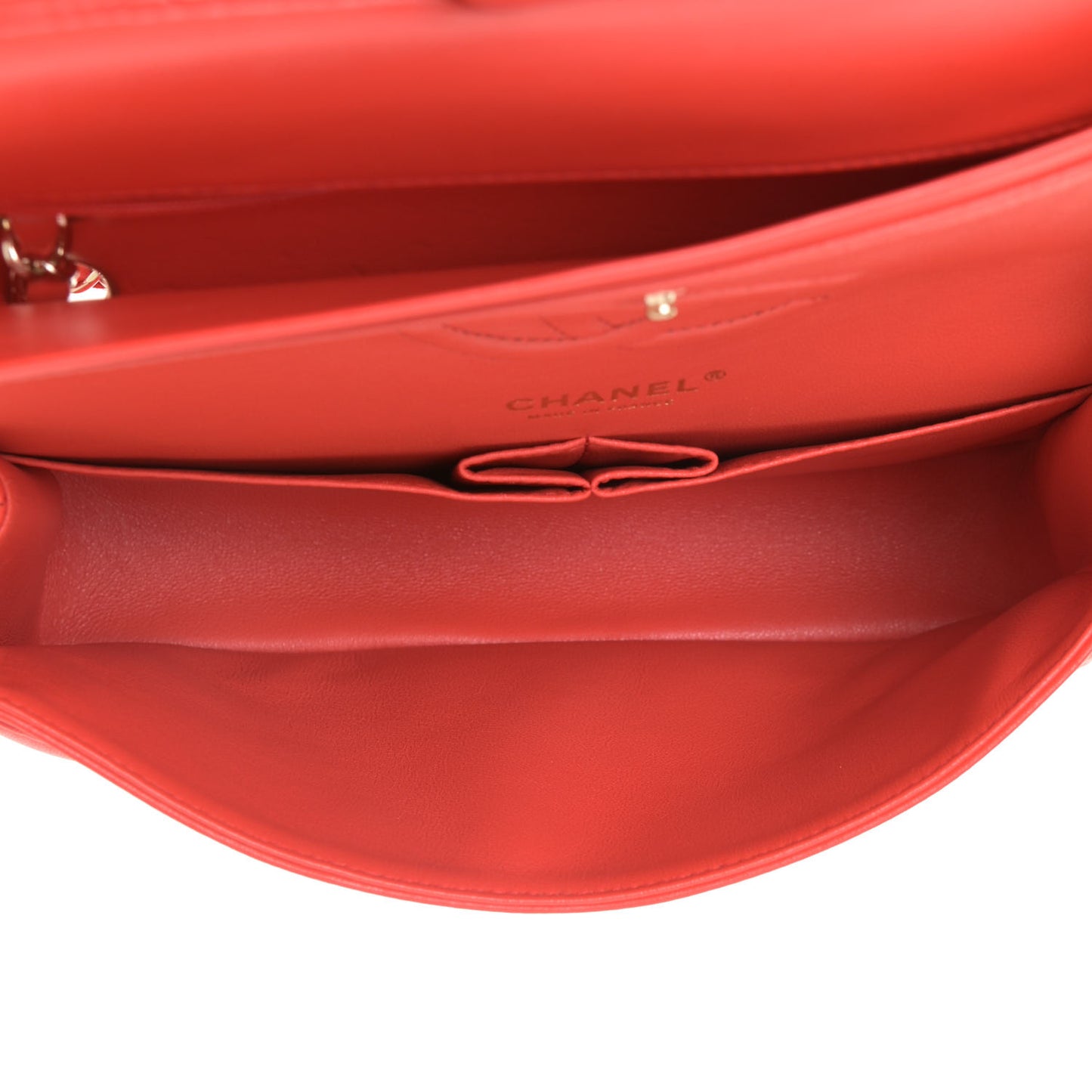 Lambskin Quilted Medium Double Flap Red