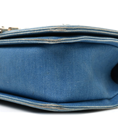 Chanel Denim Pleated Medium Boy Flap Light Blue 9 of 10