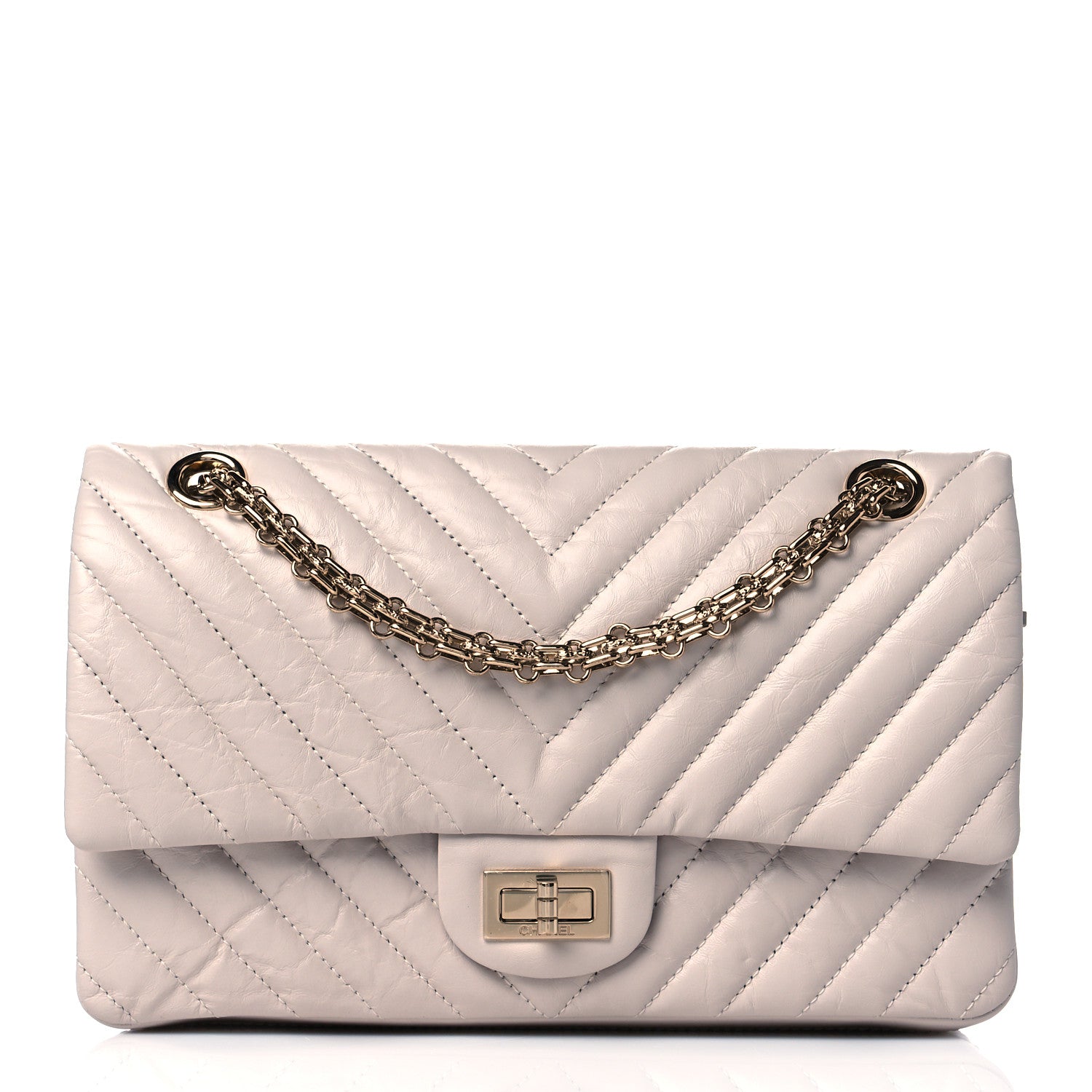 Chanel Aged Calfskin Chevron Quilted 2.55 Reissue 225 Flap Ivory 1 of 11