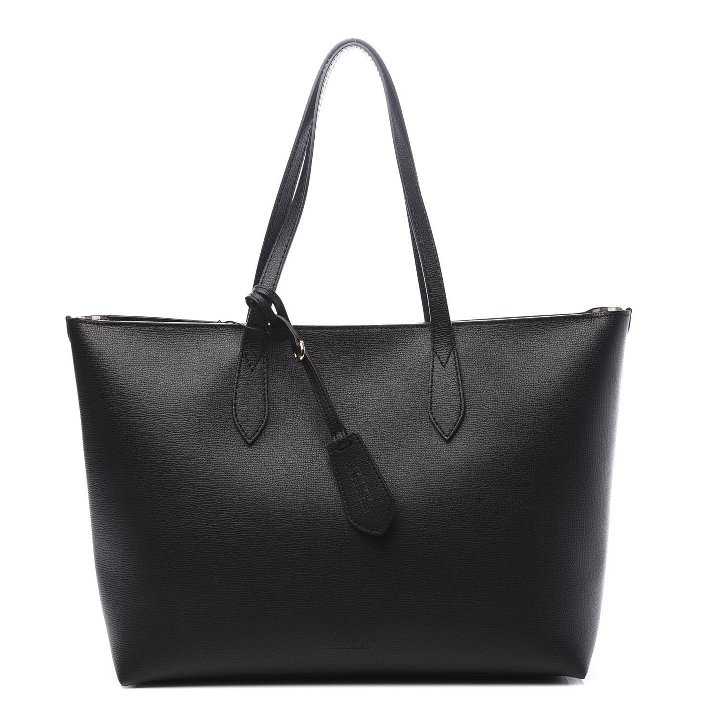 Grainy Calfskin Haymarket Colours Check Medium Zip Tote Black
