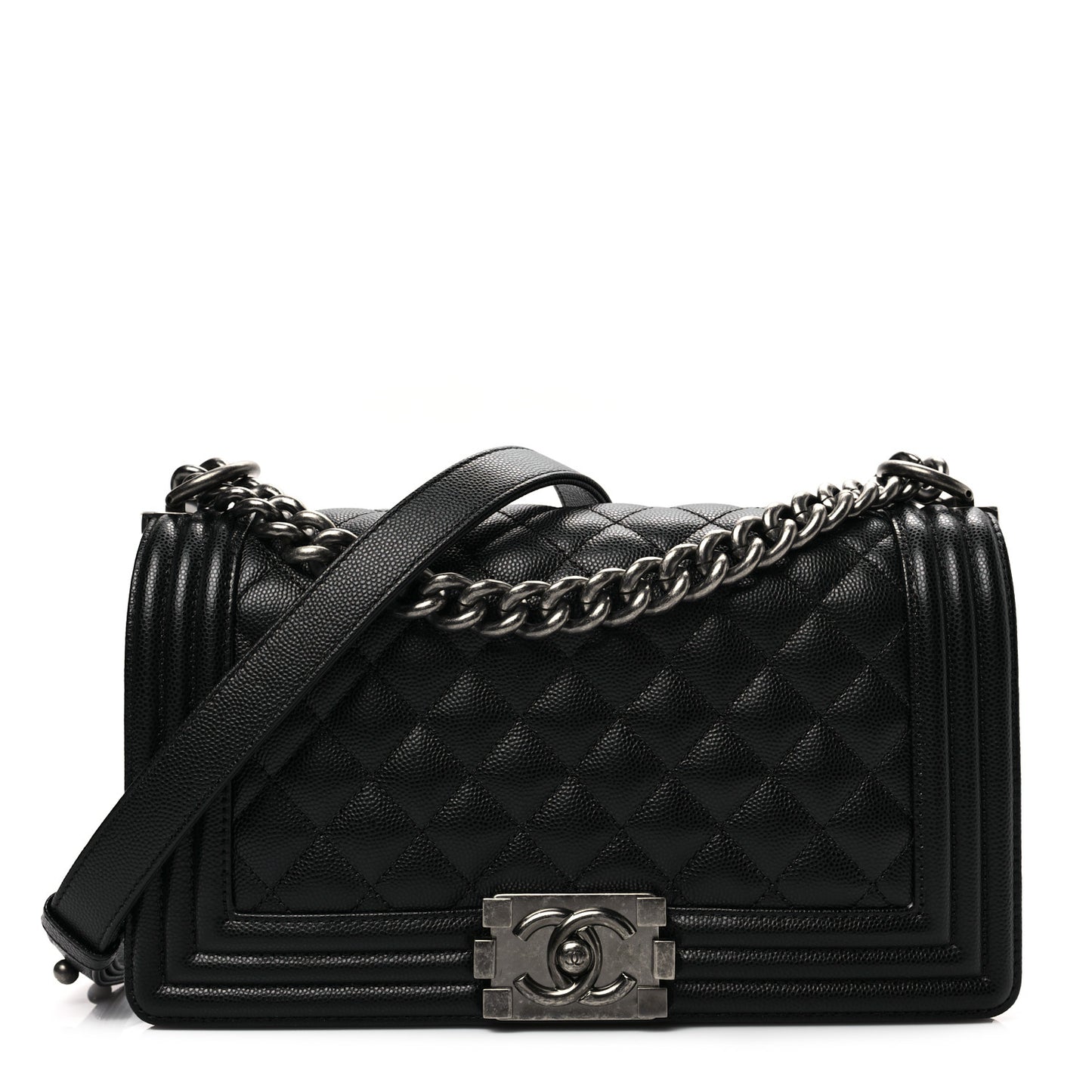 Caviar Quilted Medium Boy Flap Black