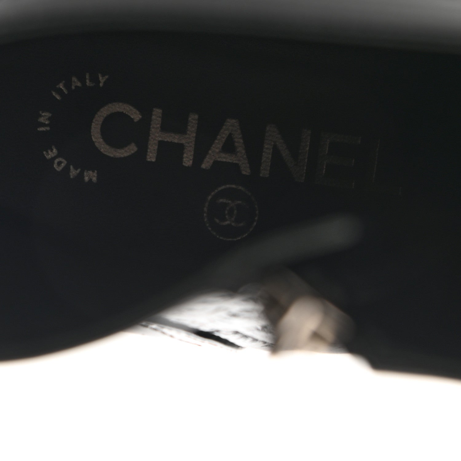 Chanel Glazed Deerskin Grosgrain Quilted Cap Toe Chain Boots 38 Grey Black 7 of 8