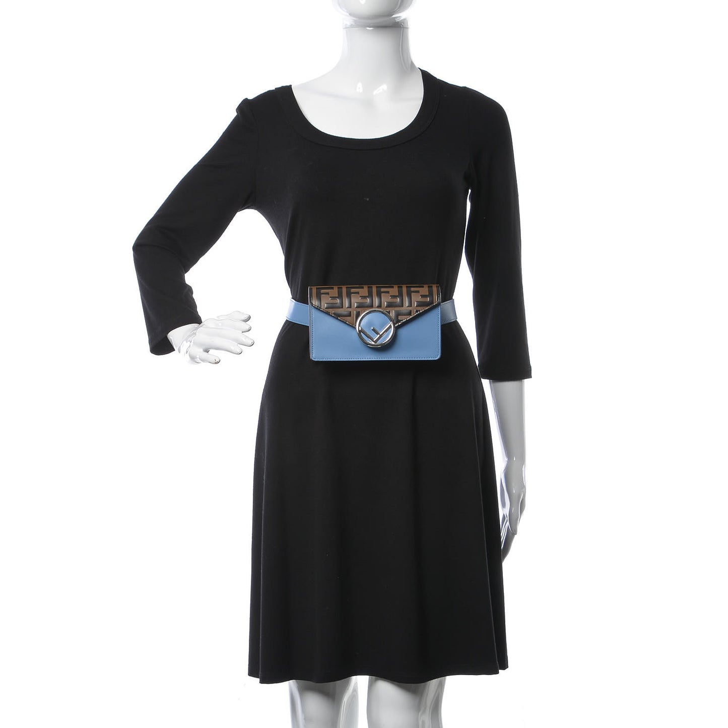 Vitello Liberty F is Fendi Bi-Color FF 1974 Embossed Envelope Belt Bag Maya Black Nebula