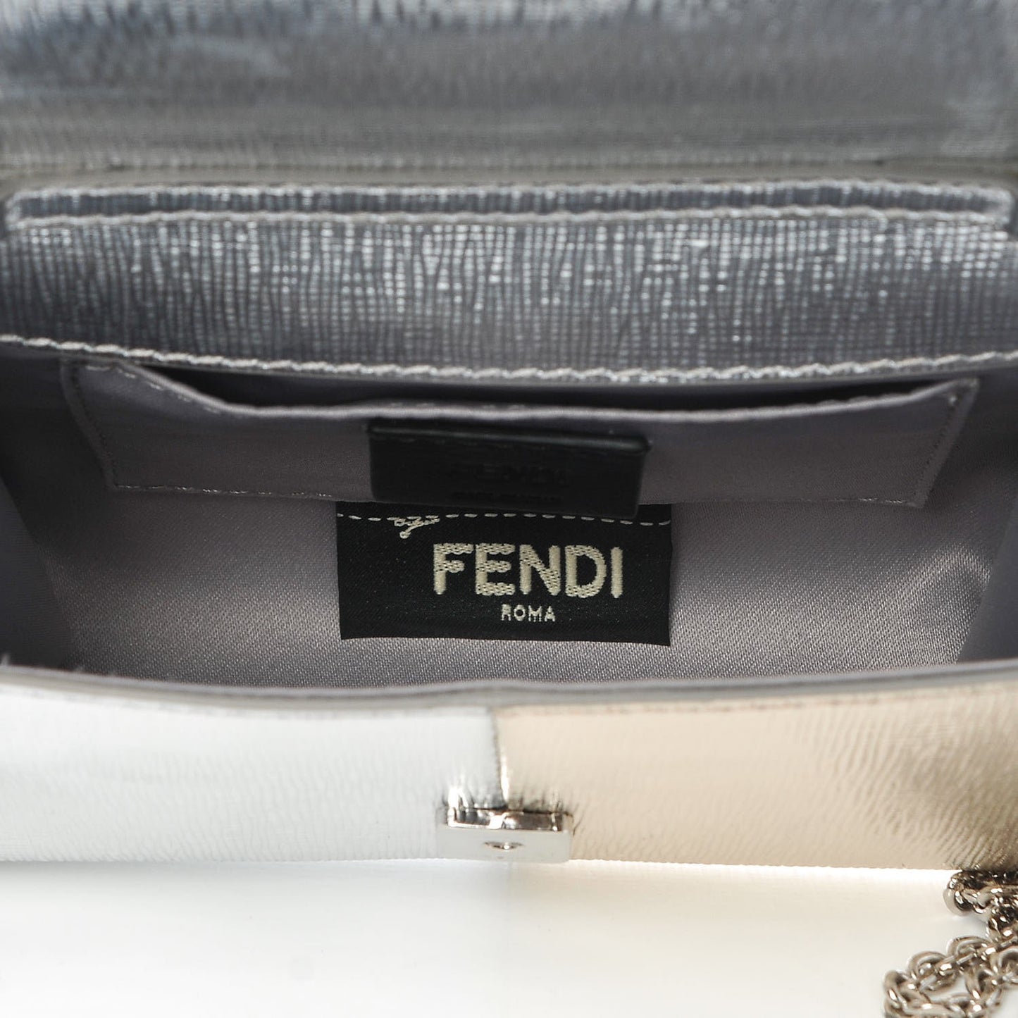 Vitello Mirror Elite Bi-Color Mini Rush Clutch Argento Champagne
