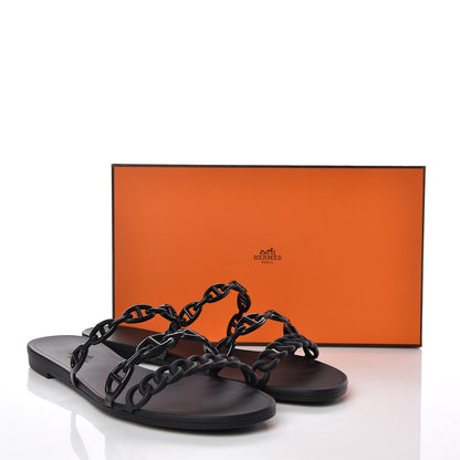 Hermes Rubber Chaine d'Ancre Rivage Sandals 40 Black 8 of 8