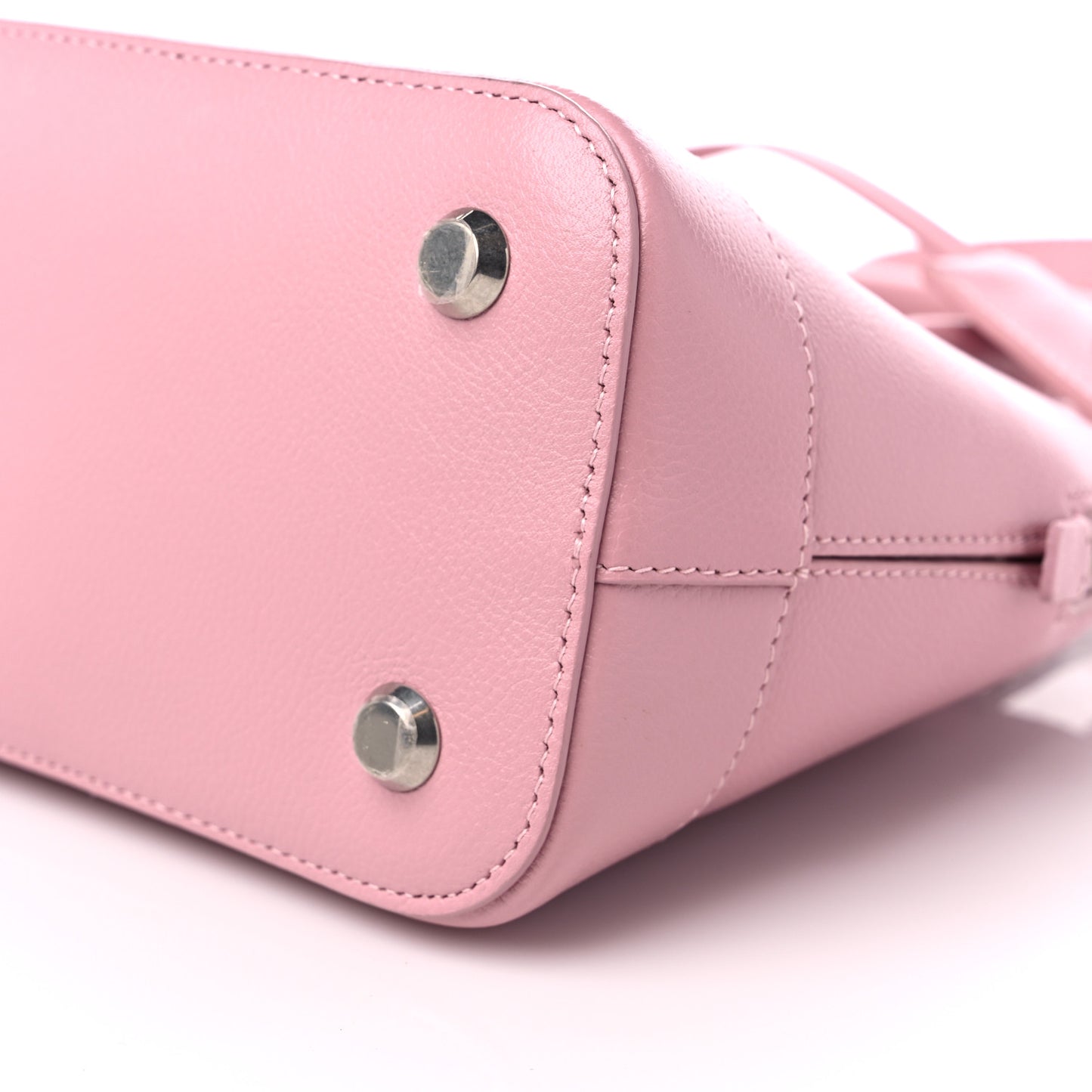 Grained Calfskin S Ville Top Handle Bag Pink White