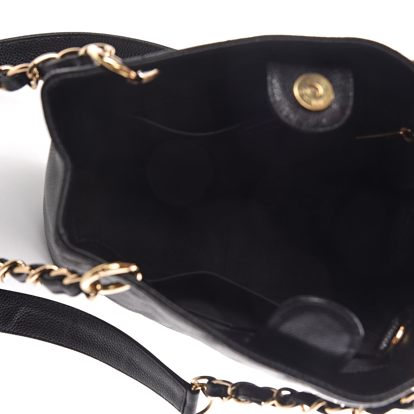Caviar Quilted Petit Shopping Tote PST Black
