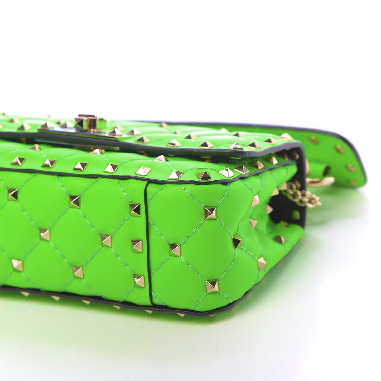 Calfskin Mini Rockstud Spike Shoulder Bag Fluo Green