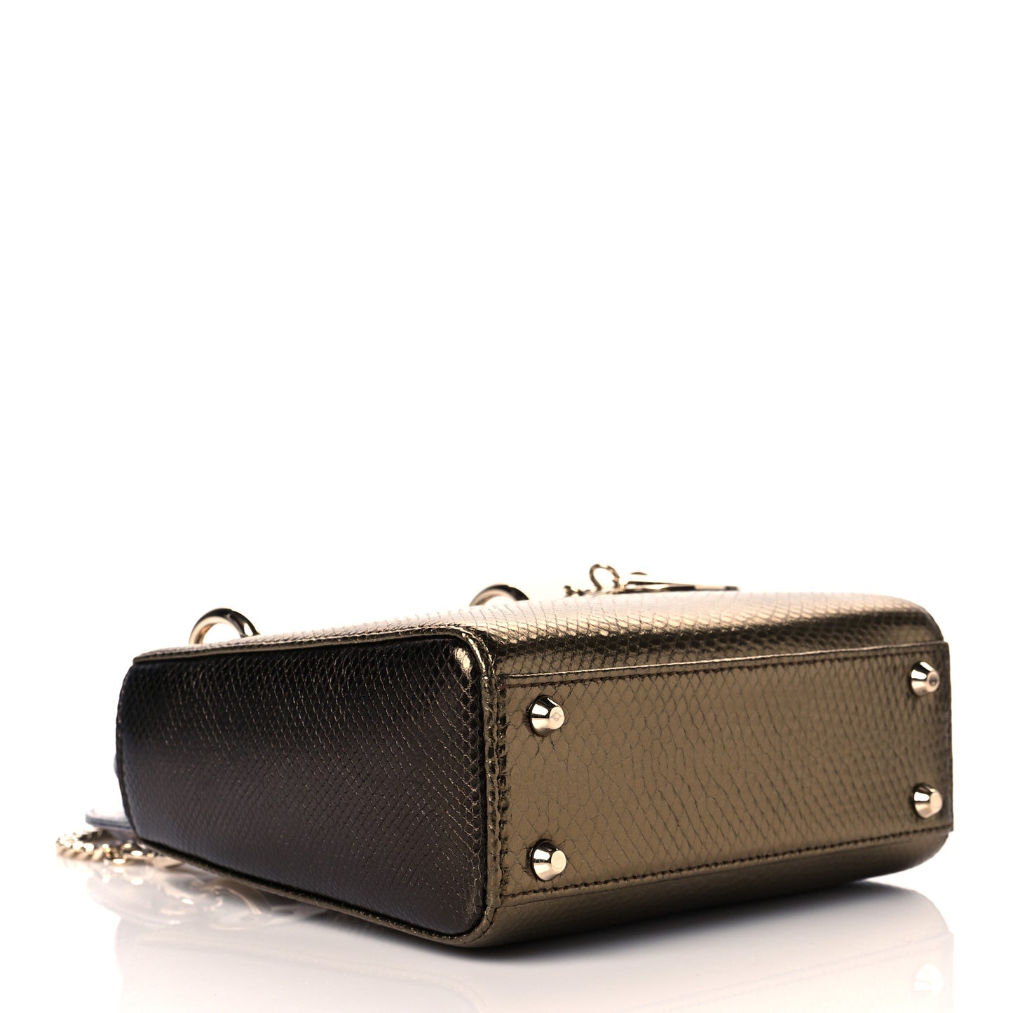 Metallic Lizard Mini Lady Dior Gold Silver