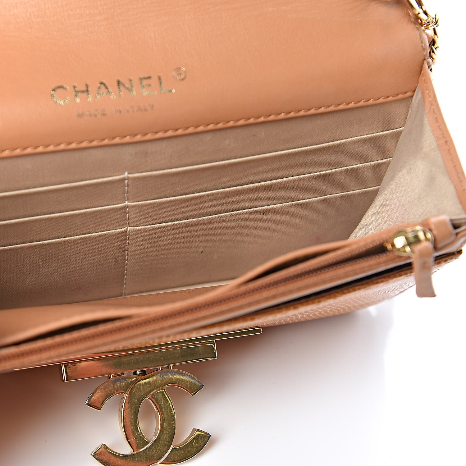 Chanel Lizard Golden Class Wallet on Chain WOC Orange 8 of 17