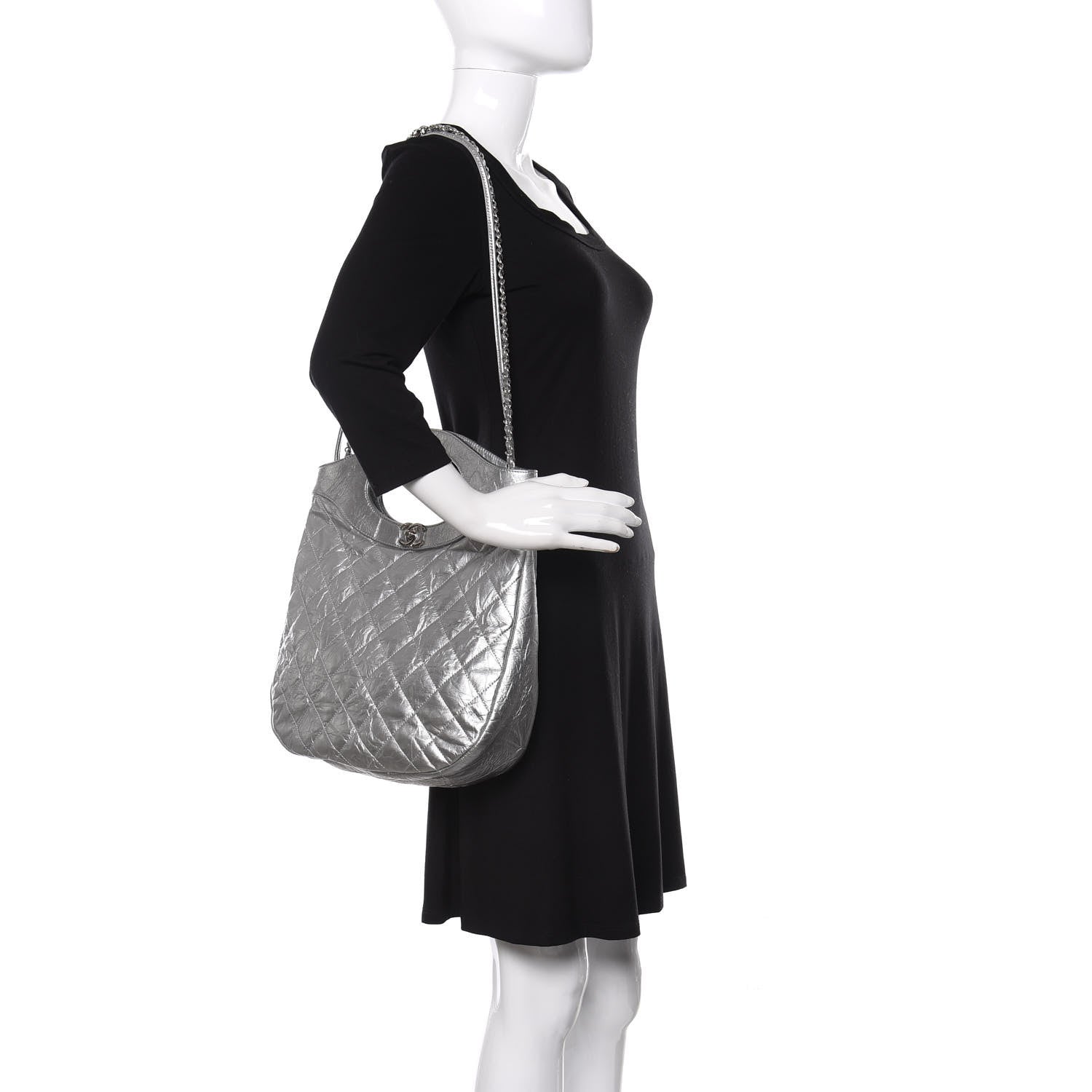 Chanel Metallic Crumpled Calfskin Small 31 Shopping Bag Silver 2 of 10