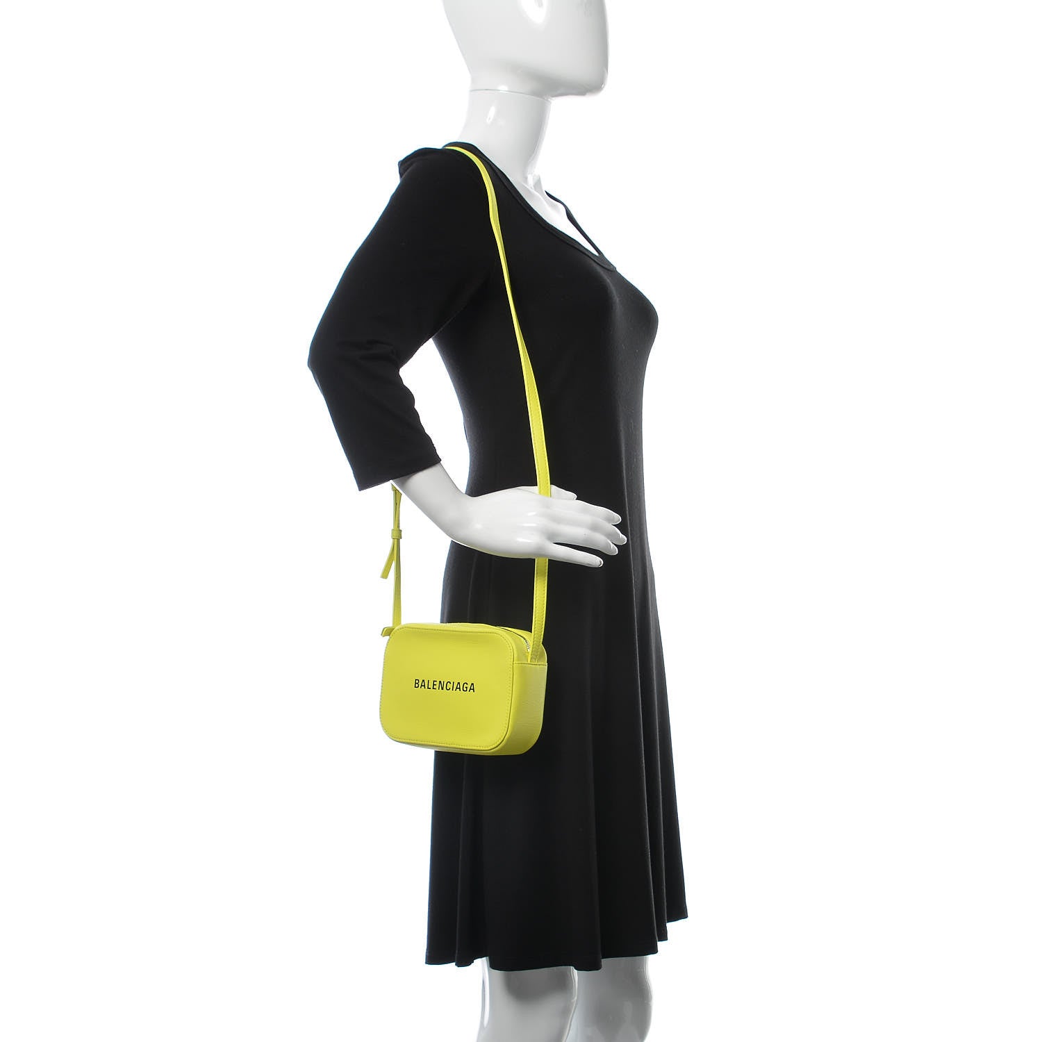 Balenciaga Calfskin Logo XS Everyday Camera Bag Acid Green Black 2 of 9