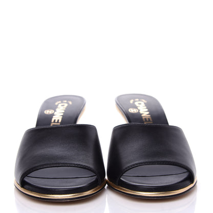 Chanel Lambskin Lucite CC Wedge Mules 36.5 Black 2 of 11