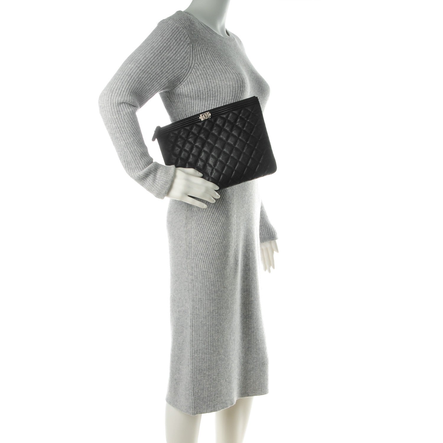 Chanel Caviar Quilted Medium Boy Cosmetic Case Black 2 of 7