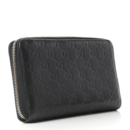 Gucci Guccissima Metal Bar Zip Around Organizer Wallet Black 3 of 7
