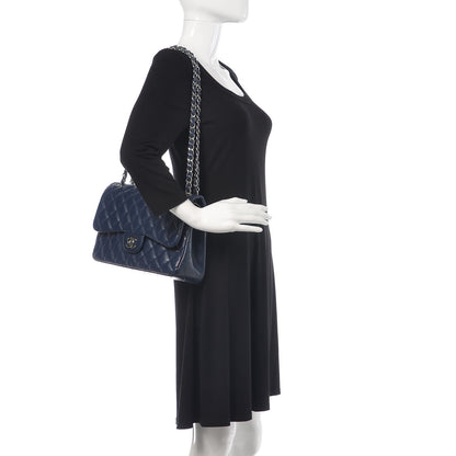 Chanel Caviar Quilted Jumbo Double Flap Navy Blue 2 of 20