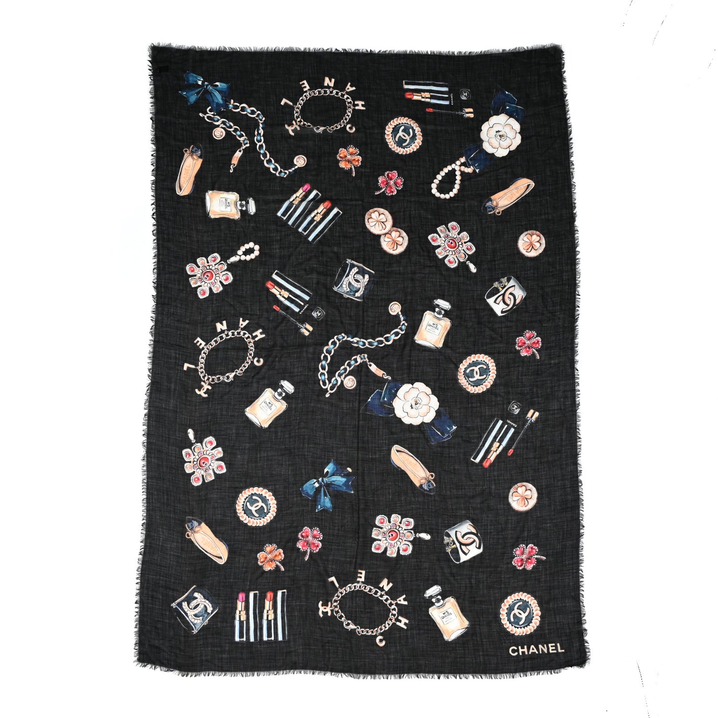 Cashmere Fringe Scarf Black