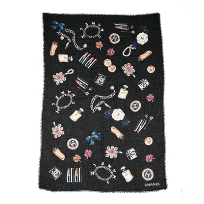 Chanel Cashmere Fringe Scarf Black 1 of 5