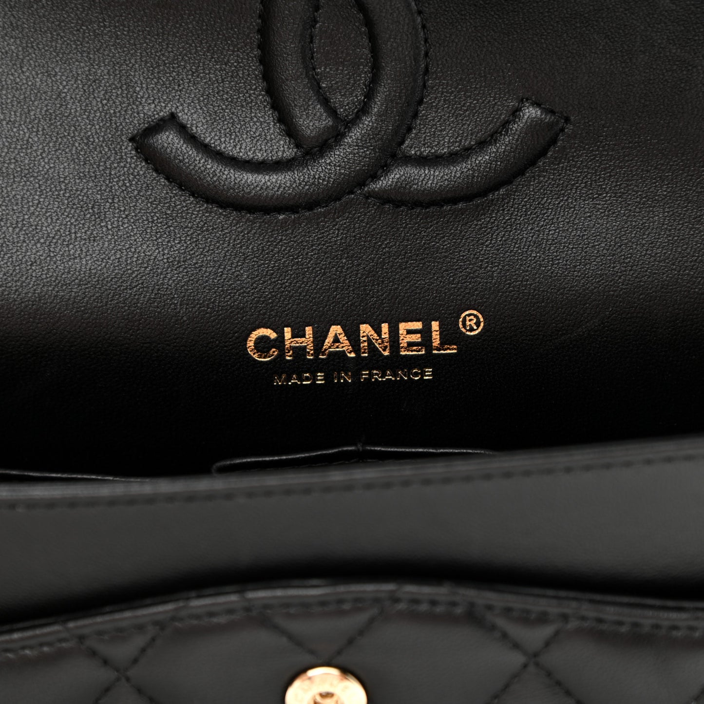 Lambskin Quilted Medium Double Flap Black