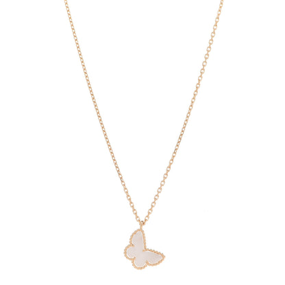 Van Cleef & Arpels 18K Yellow Gold Mother of Pearl Sweet Alhambra Butterfly Pendant Necklace 1 of 8