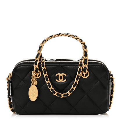 Chanel Caviar Quilted Top Handle Phone Holder With Chain Black 1 of 14