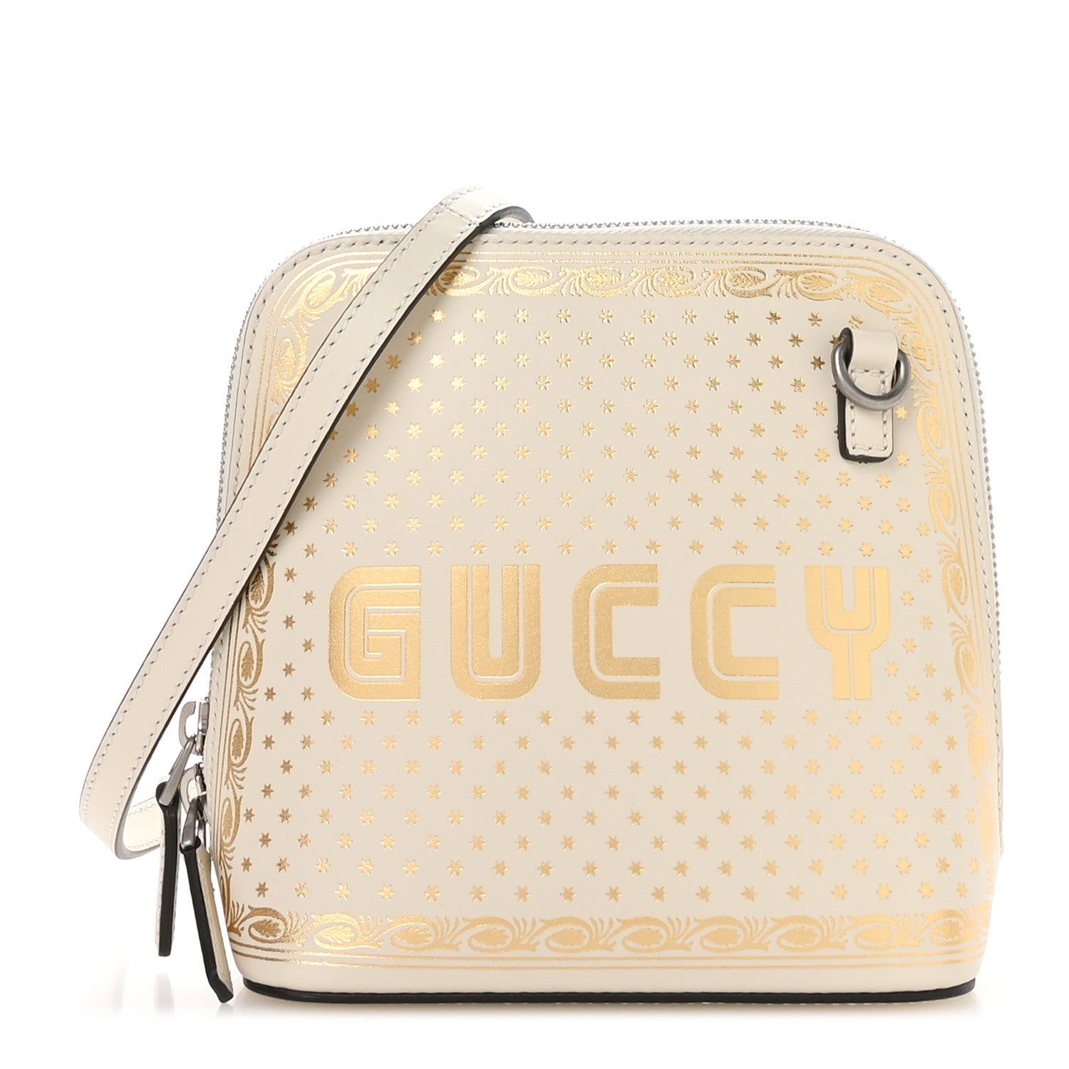 Gucci X SEGA Calfskin GUCCY Stars Mini Dome Shoulder Bag Mystic White Gold 1 of 10