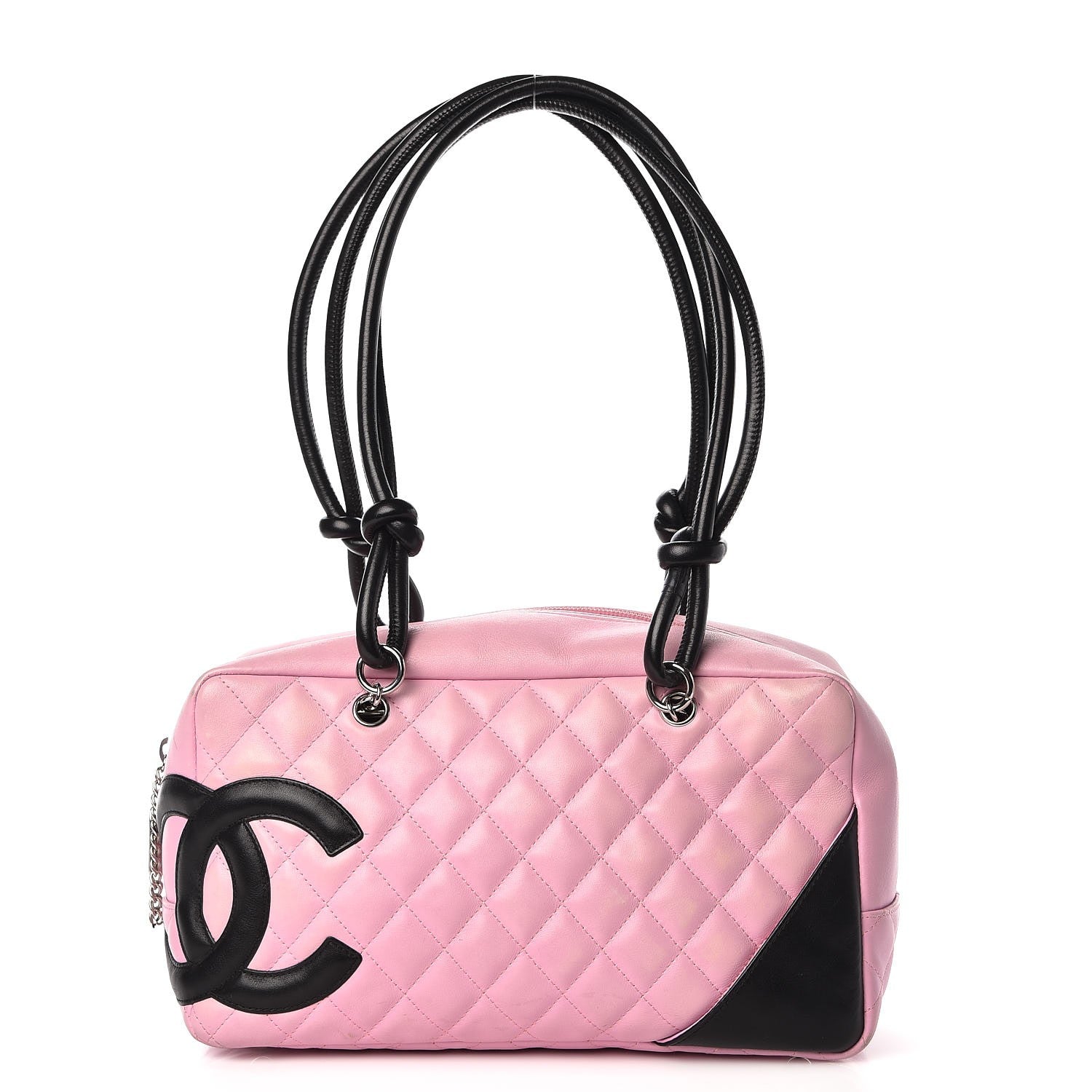 Chanel Calfskin Quilted Large Cambon Bowler Pink Black 1 of 14