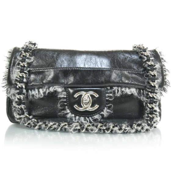 Lambskin Tweedy Flap Black