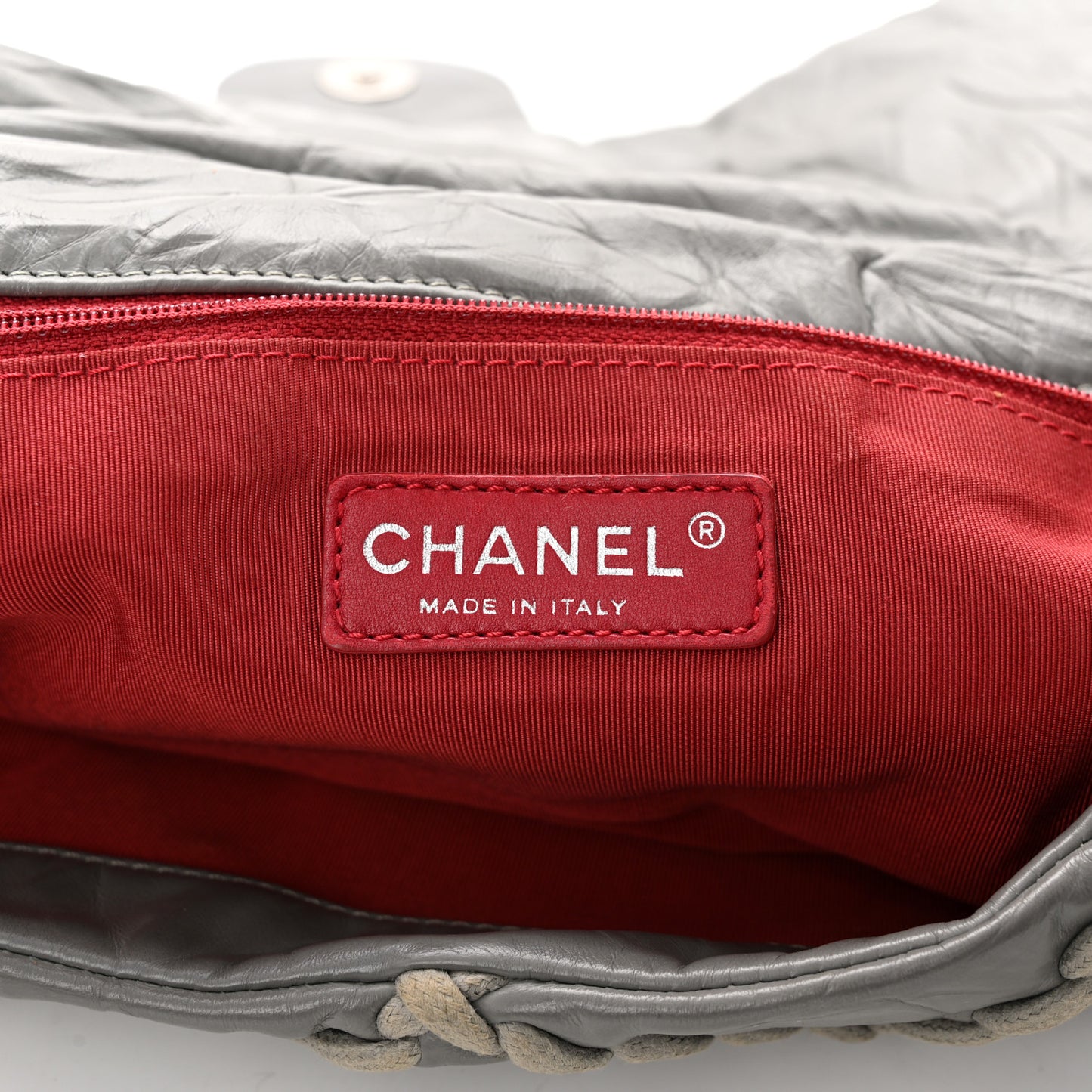 Calfskin Medium Ultra Stitch Flap Grey