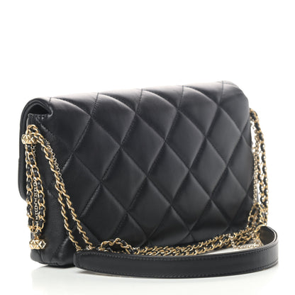 Chanel Lambskin Quilted Crush On Chains Flap Bag Black 2 of 4