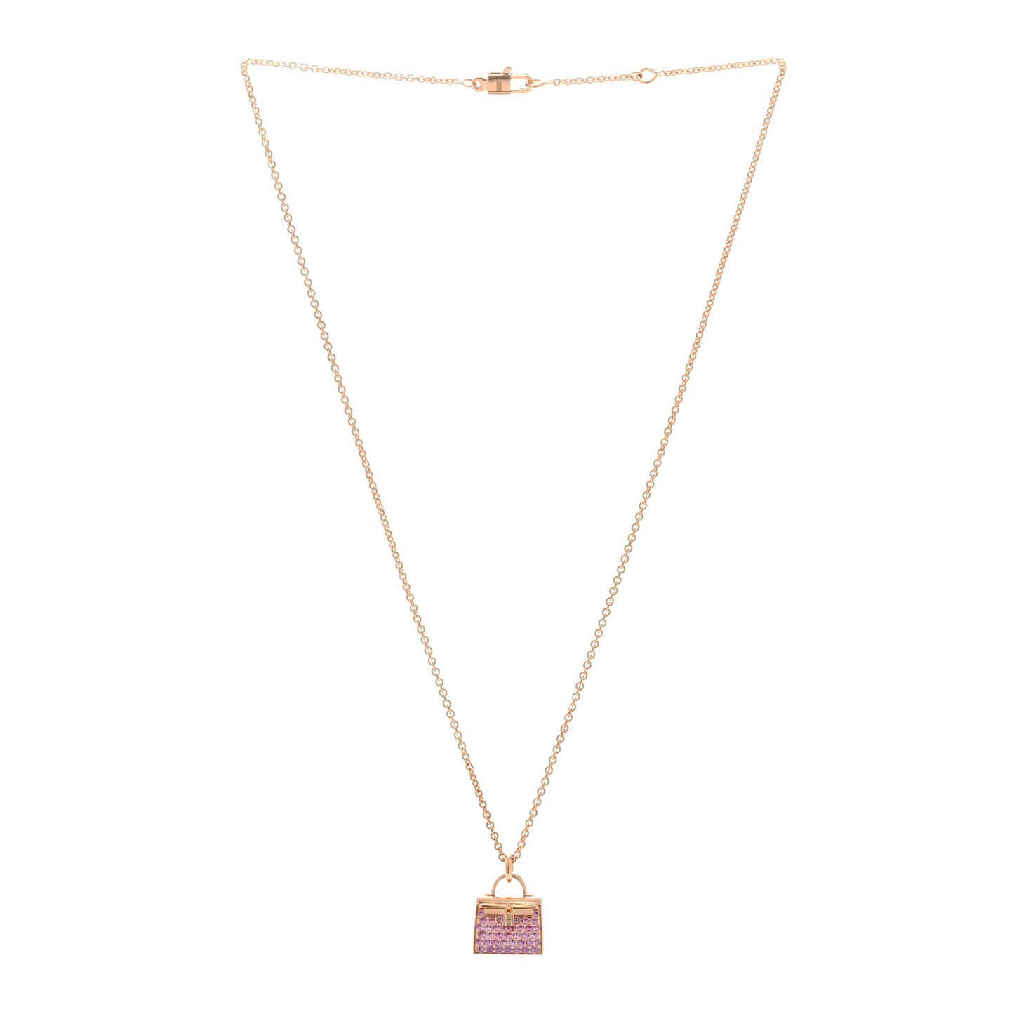 18K Rose Gold Pink Sapphire Kelly Amulettes Pendant Necklace