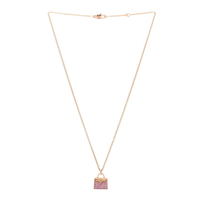 Hermes 18K Rose Gold Pink Sapphire Kelly Amulettes Pendant Necklace 2 of 3