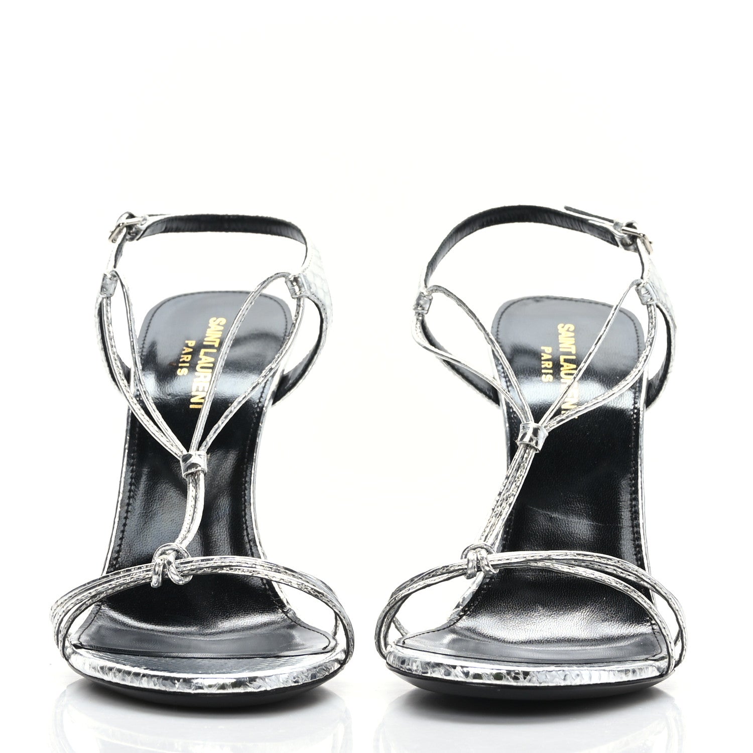 Saint Laurent Snakeskin Robbin 105 Strappy Silver 2 of 8