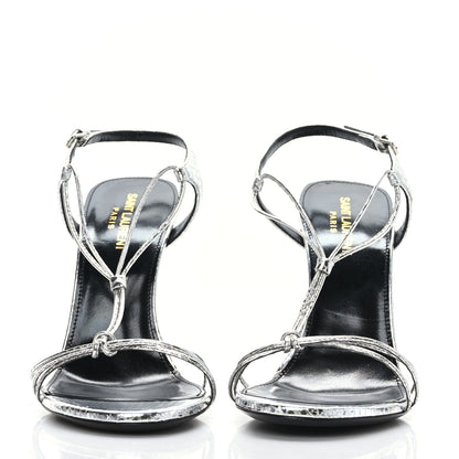 Saint Laurent Snakeskin Robbin 105 Strappy Silver 2 of 8