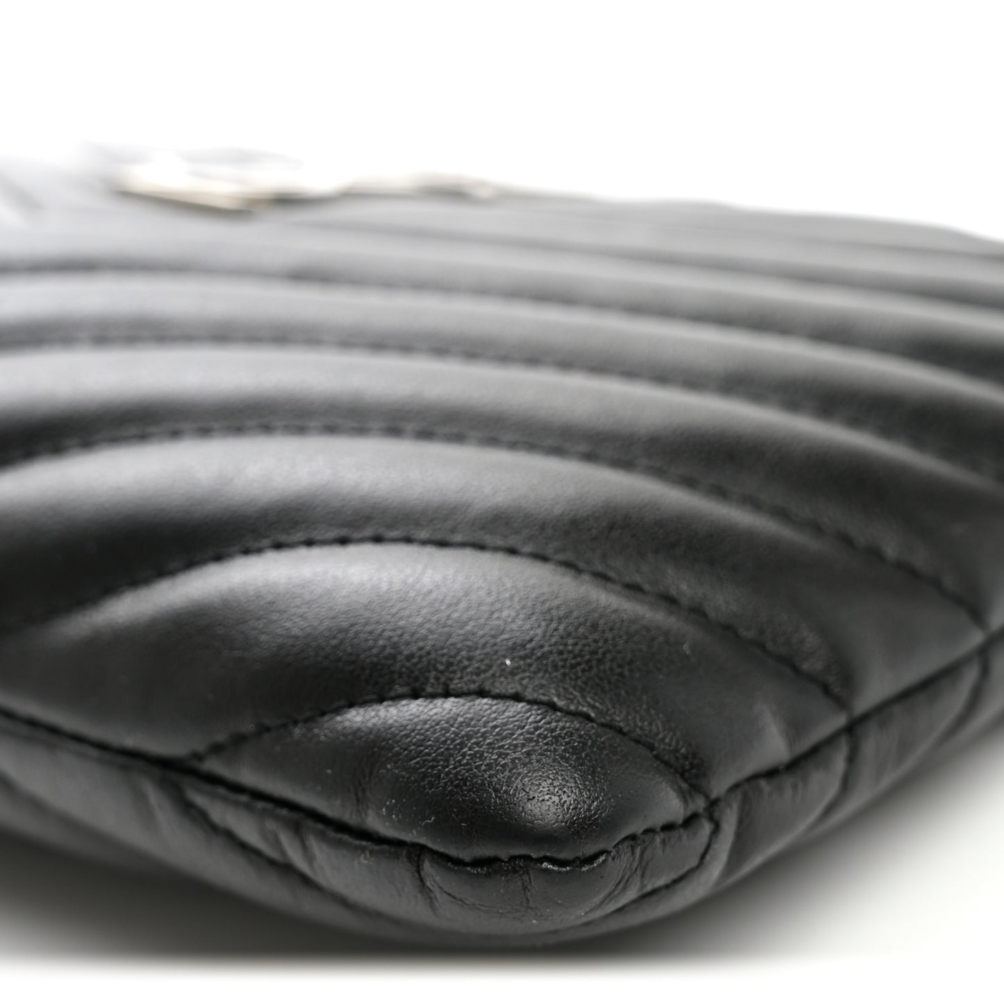 Calfskin Matelasse Chevron Monogram Pouch Black