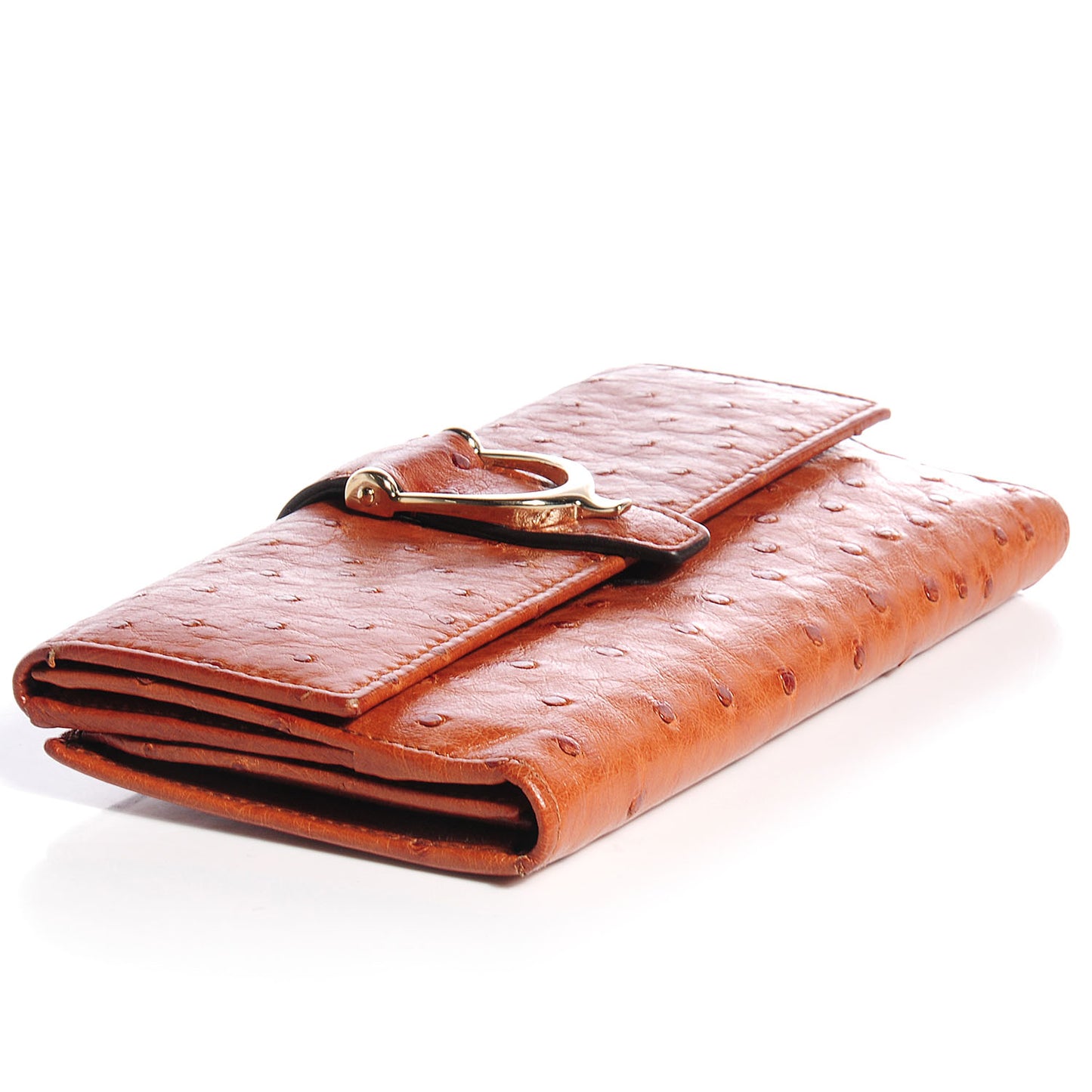 Ostrich Stirrup Continental Wallet Brown