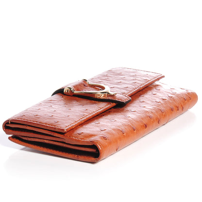 Gucci Ostrich Stirrup Continental Wallet Brown 4 of 7