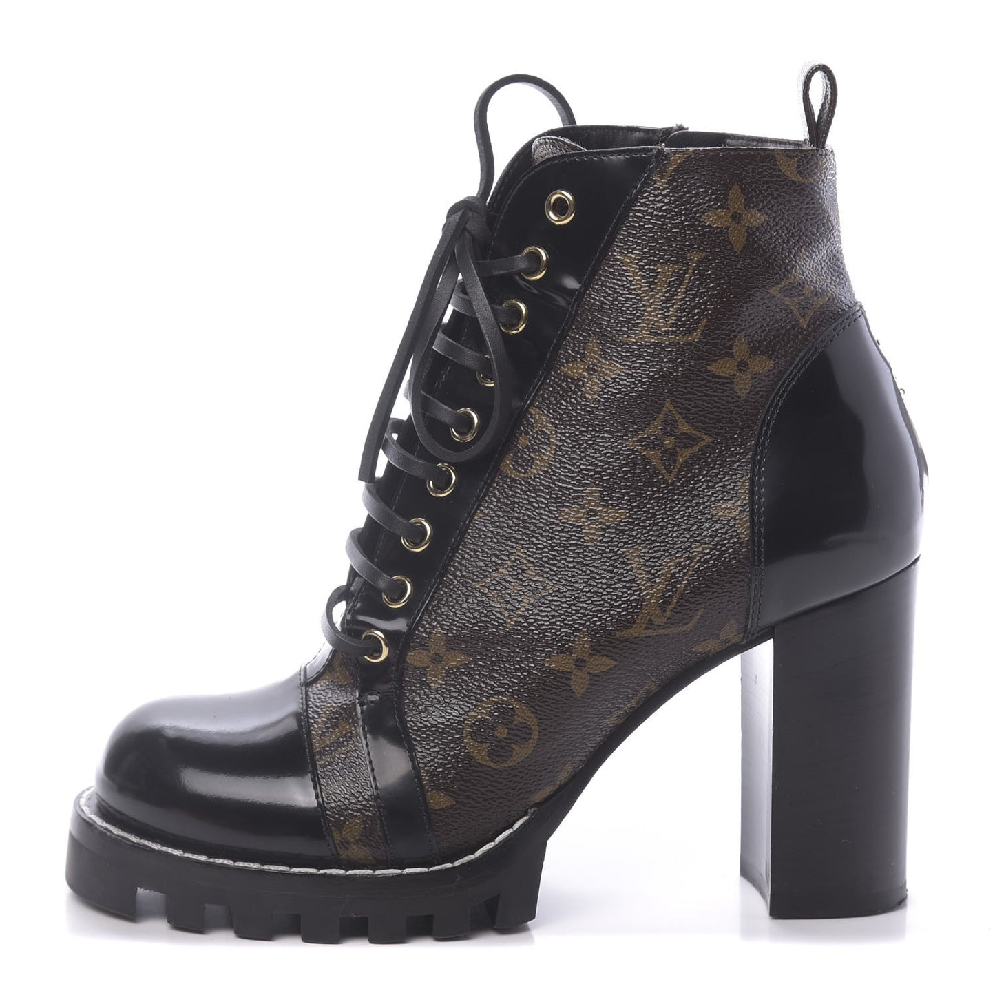 Patent Calfskin Monogram Star Trail Ankle Boots 39 Black