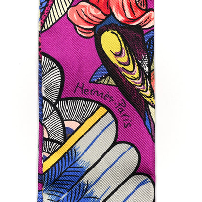 Hermes Silk Tree Of Song Twilly Fuchsia Bleu Rouge 2 of 4