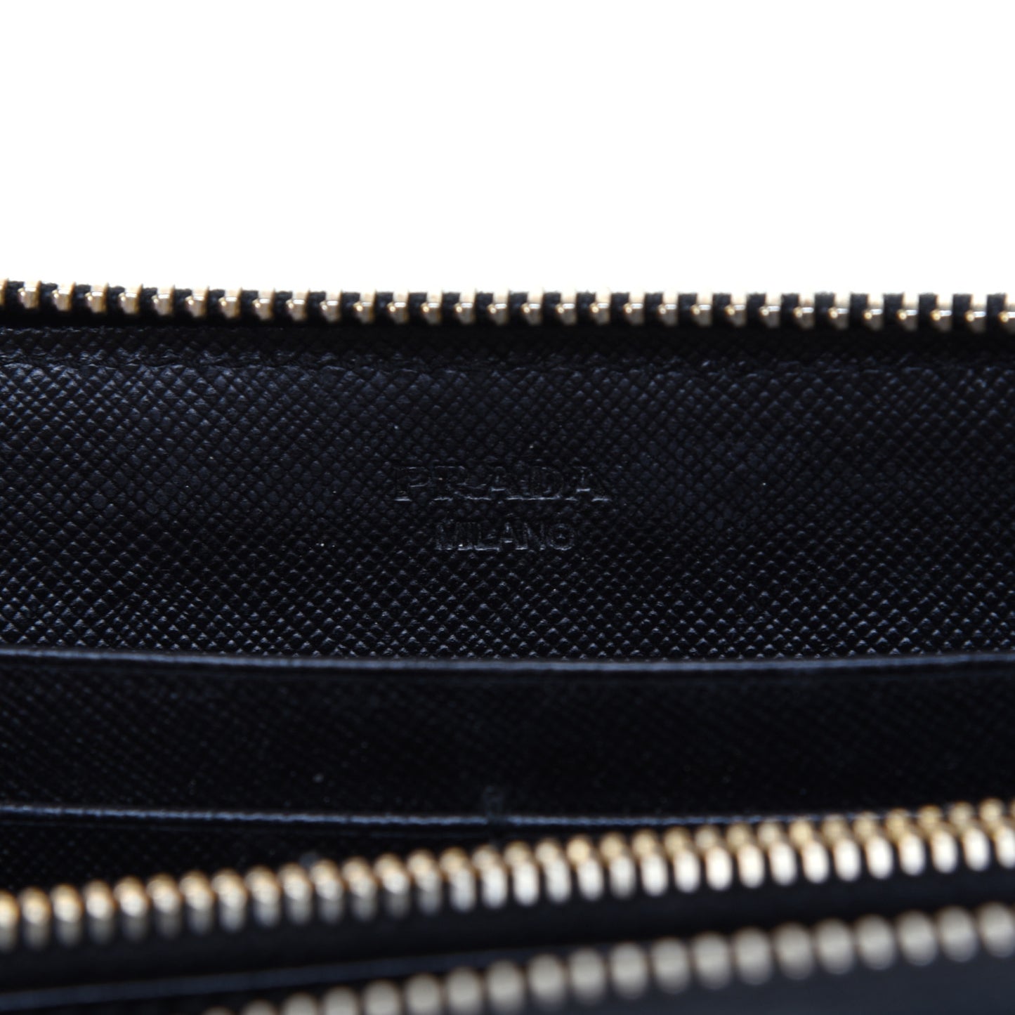 Saffiano Metal Zip Around Wallet Black