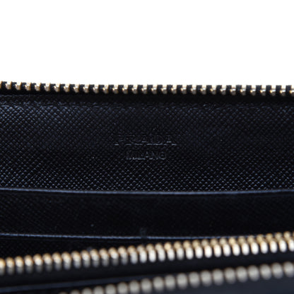 Prada Saffiano Metal Zip Around Wallet Black 8 of 14