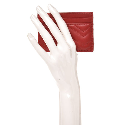 Gucci Calfskin Matelasse GG Marmont Card Holder Hibiscus Red 2 of 7