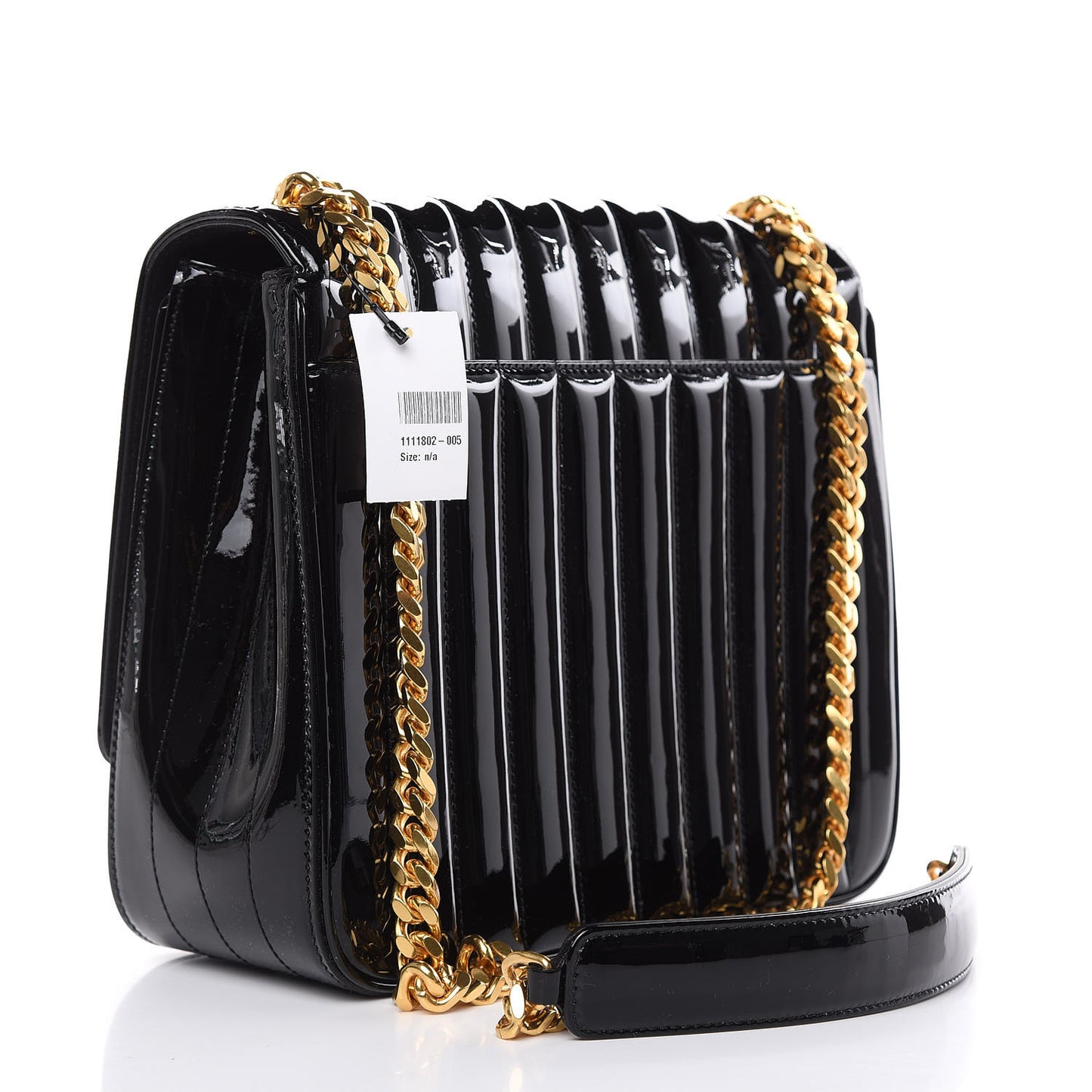 Patent Matelasse Monogram Large Vicky Chain Bag Black