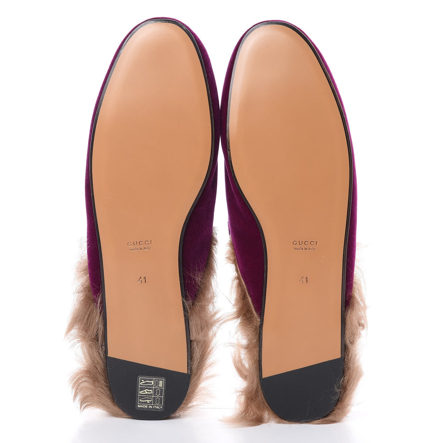 Velvet Fur Womens Princetown Slippers 40 Fucsia Violet Cyclamen Natural