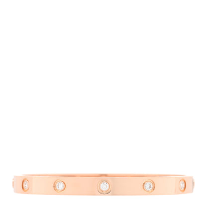 Cartier 18K Pink Gold 10 Diamond LOVE Bracelet 17 1 of 8