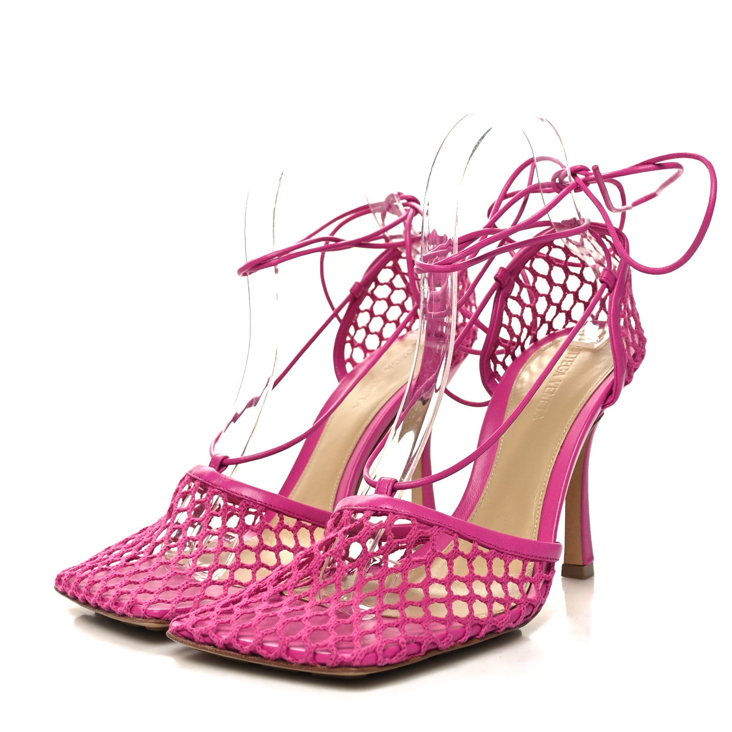Bottega Veneta Mesh Nappa Stretch Ankle Tie 90mm Sandals 39.5 Hollyhock 3 of 7