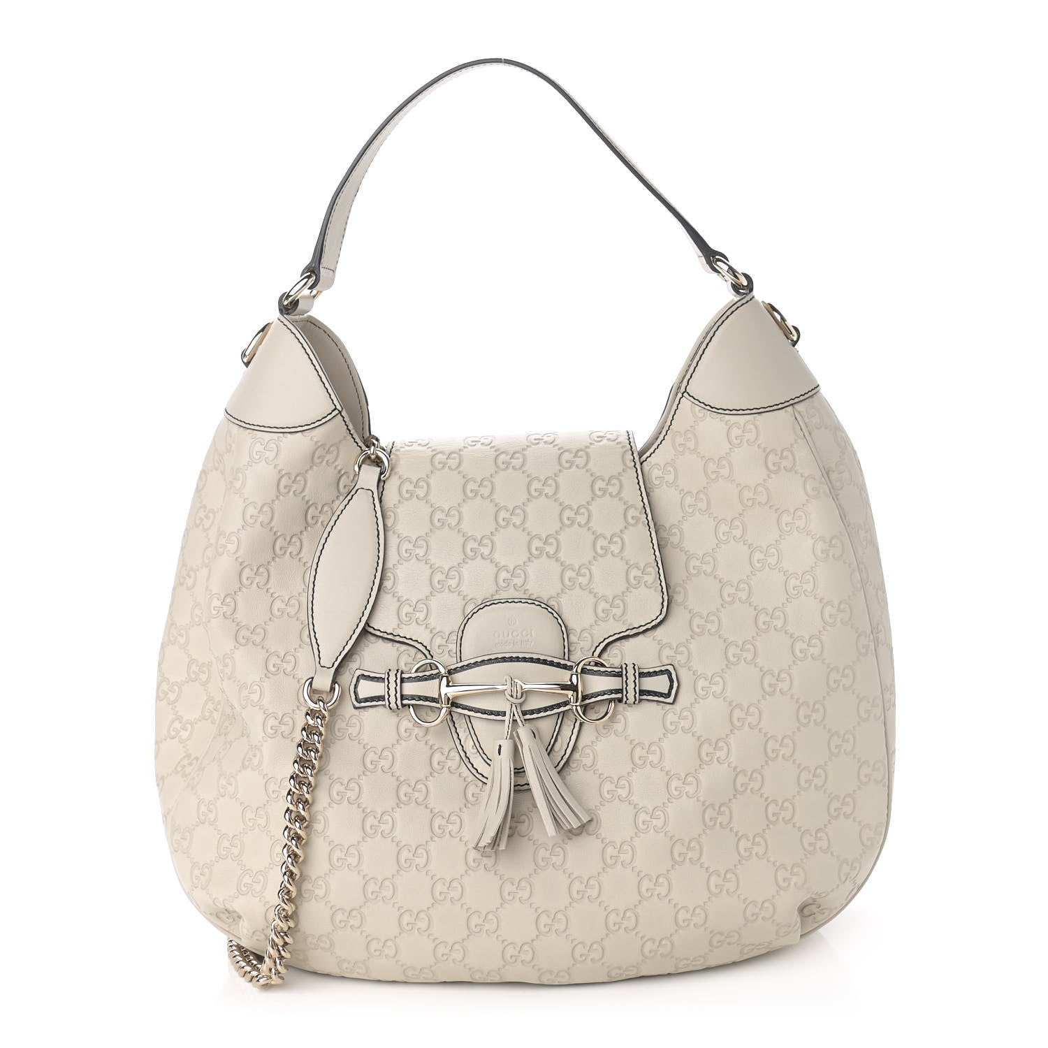 Gucci Guccissima Signature Medium Emily Hobo Mystic White 1 of 11