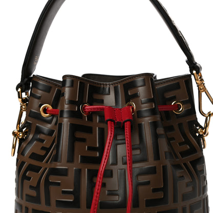 Fendi Vitello Grace F is Fendi Bi-Color FF 1974 Embossed Grande Mon Tresor Bucket Bag Maya Black Fragola 9 of 12